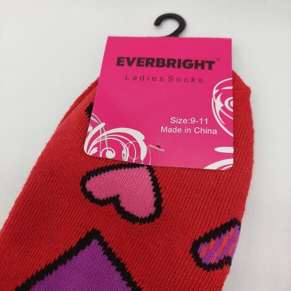 Everbright Womens Valentines Socks Size 9-11 Red Pink NWT Lot Of 3 Hearts Cupid - Picture 4 of 5